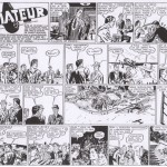Cinq autres strips crayonnés par Kirby, intervenant plus tard dans l'histoire (malheureusement sans indications de dates). Reproduit à partir du récit complet collection Les Belles Aventures n°48 (éditions Mondiales, 1e trimestre 1946).