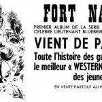 Dessin annonçant la sortie du premier album de la série « Blueberry » (« Fort Navajo ») dans le n°313, du 21 octobre 1965, de Pilote.