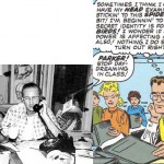 Photo de Steve Ditko et dessin de Peter Parker d’Amazing Spider-Man 4.