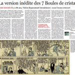 Article de Daniel Couvreur paru dans Le Soir en 2012 pour commenter la parution des "Mystères de 7 boules de cristal"
