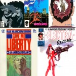 Batman n° 407, Daredevil n° 227, Hard Boiled 3, Give Me Liberty 1 et Elektra Assassin n° 1.