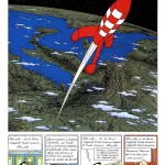 La page 61 d'"Objectif Lune" : vers l'infini du suspense, à une planche de la fin...