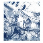 Illustration pour « Le Lafon aux requins », une aventure de Bob Morane  publiée chez Nautilus en 2000.