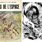 Couverture et une illustration de Pierre Forget pour un roman de science-fiction de la collection Jamboree, en 1955.