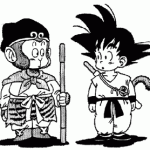 Sangoku face à son homologue chinois dans un dessin parodique de Toriyama.