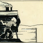 Case extraite de Tintin en Amérique (1932 : encre de Chine et gouache sur papier à dessin)