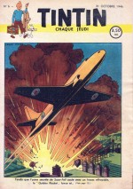 En couverture de Tintin (n°6 du 31 oct. 1946) : le Golden Rocket s'élance...