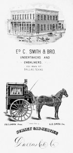 Corbillard "cab" à deux roues à Dallas, en 1889
