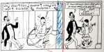 « Es-tu fou de rendre Tintin fou, mes gosses en pleurent » écrit Lesne à Hergé en janvier 1935. Extrait de case d’une édition alternée annotée par Hergé en 1946 (qui fera l’objet de notre prochain article).