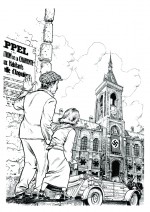 La première étape de la couverture : un dessin de Fawzi, d'après un crayonné de Jean-Luc Loyer.