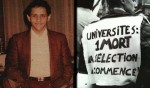 Malik Oussekine et slogan employé lors d'une manifestation universitaire en 1986