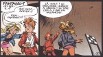 Seccotine/Sophie dans "Machine qui rêve" (planche 7, cases 6 et 7 - Dupuis, 1998)