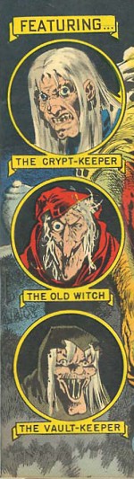 Le gardien du caveau, la vieille sorcière et le gardien de la crypte repris par Davis sur Tales from the Crypt n° 35 (avril/mai 1953).