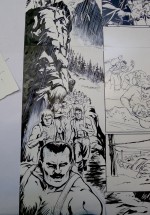 Détail de l'encrage pour la planche 7 et planche finalisée (Glénat 2017)