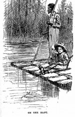 Huckleberry Finn et Jim sur leur radeau, par E.W. Kemble (Gravure extraite de l'édition 1884 des "Aventures de Huckleberry Finn" par Mark Twain)