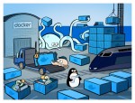 Un dessin, parmi tant d'autres, résumant les activités de Docker.