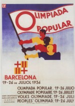 Affiche et sportifs des Olympiades populaires de Barcelone