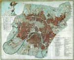 Plan de Moscou en 1812 et détail des zones incendiées (en rouge)