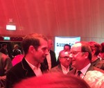 François Hollande et Jul, lors du lancement du "Cow-boy à Paris", le 25 octobre 2018, à la Tour Eiffel (copyright Laurent Turpin)