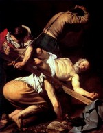 "Le Crucifiement de saint Pierre" par le Caravage (huile sur toile - 230 x 175 cm ; 1600 - 1601)