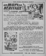 Page annonce d’« Un mari en héritage » dans La Vie en fleur n° 109 du 1er trimestre 1956.