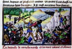 La mort de Roland à Roncevaux, représentée sur un parchemin enluminé par David Aubert (1462), dans les « Chroniques des empereurs ».