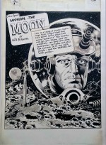 Mission Moon, une des Splash Pages du « Spirit » parmi les plus emblématiques. On peut noter l'excellente conservation des originaux de Will Eisner et surtout la qualité des encres qu'il utilisait et qui restent d'un noir profond, malgré les années qui passent.