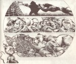 Extrait de « Le Lion et le rat » : sept pages quasi muettes publiées dans le n° 1 du collectif « Le 9ème Rêve » édité par Louis Musin en janvier 1978. Il s'agit du premier travail publié de Benoît Sokal.