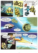 L'arrivée sur Aquablue (T1, planche 7 - Delcourt 1988).