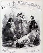 Affiche publicitaire de Vivant Beaucé pour une édition du roman d'Alexandre Dumas en 1845.