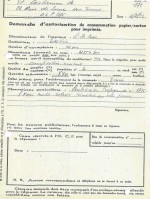 Demande d’autorisation d’impression du 4 mars 1943 pour « L'Île noire », sous le n° 1785, correspondant au second plat A20.