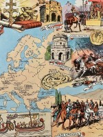 Carte illustrée de l'Europe par Émile-Joseph-Porphyre Pinchon, vers 1940.