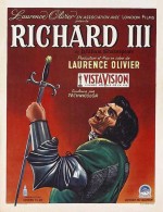 Affiche pour le film « Richard III » (de et avec Laurence Olivier, 1955), adaptation de Shakespeare.