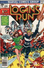 Couvertures pour les parties 1 et 6 de « Logan's Run » (scénario de Gerry Conway, John Warner et  Scott Adelman, dessin de George Pérez, Tom Sutton et Mike Zeck - Marvel Comics 1977).